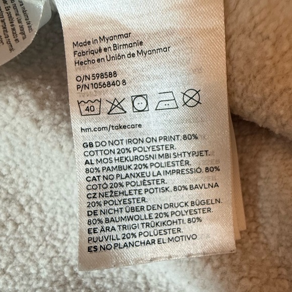 H&M Nirvana Graphic Smiley Face Sweatshirt Beige Cream Women’s Size XS - Picture 6 of 8